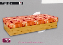 Klasické lůžko- Válenda s laminovaným úložným prostorem. Výška od 45cm. Ložná plocha: 90x200 cm. Součástí základního ceníku postele je buď pevný nebo klasický lamelový rošt v kombinaci s matrací Standart 