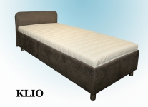 jednolůžko KLIO -česká výroba.. Lůžko s volně vloženou matrací,úlož.prostor přístupný ze strany. plocha lůžka 90x200cm,výška ložné plochy 50-53cm 