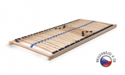 Rošt Norma Fix-česká výroba. Pevný rošt, 28 lamel ve výkyvných patkách. Možnost nastavení tuhosti 5 lamel . 80x200 cm nebo 90x200cm . Nosnost 120 kg. Vystavený na prodejně a k odběru ihned 90x200 cm. 